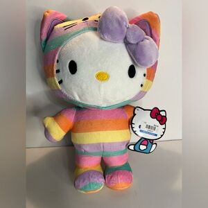 NWT Hello Kitty Sanrio Gund 10” Pastel Rainbow Striped Cat Costume Plush